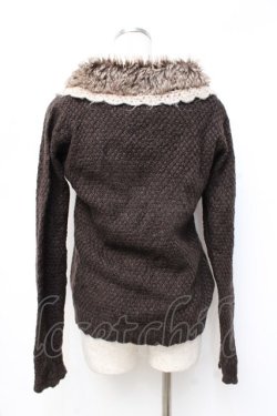 画像2: axes femme / ファー付きニット M 茶 Y-25-09-25-062-AX-TO-SZ-ZY