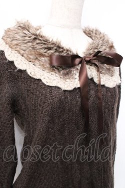 画像3: axes femme / ファー付きニット M 茶 Y-25-09-25-062-AX-TO-SZ-ZY