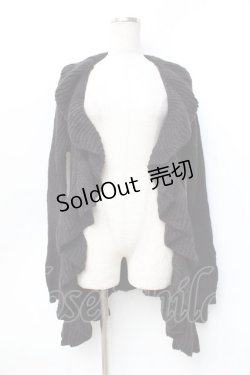 画像1: axes femme / フリルロングニットボレロ M 黒 Y-25-09-25-063-AX-TO-SZ-ZY