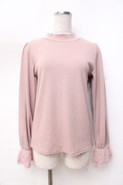 画像1: axes femme / レース×チュール袖プルオーバー  ピンク Y-25-09-25-064-AX-TO-SZ-ZY