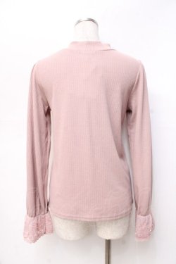 画像2: axes femme / レース×チュール袖プルオーバー  ピンク Y-25-09-25-064-AX-TO-SZ-ZY