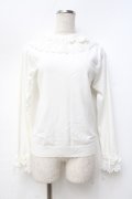 axes femme kawaii / レーシーフリルニットプル  白 Y-25-09-25-066-AX-TO-SZ-ZI