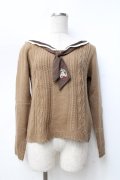 axes femme / セーラーニットプルオーバー M モカ Y-25-09-25-068-AX-TO-SZ-ZI
