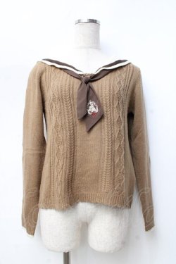 画像1: axes femme / セーラーニットプルオーバー M モカ Y-25-09-25-068-AX-TO-SZ-ZY