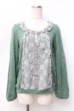 画像1: axes femme / 異素材切りかえプルオーバー M グリーン Y-25-09-25-069-AX-TO-SZ-ZY