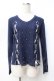 画像1: axes femme / レースアップVネックニット M 紺 Y-25-09-25-070-AX-TO-SZ-ZY (1)