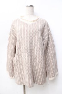 axes femme / ジャガード柄ニット M ベージュ Y-25-09-25-071-AX-TO-SZ-ZI