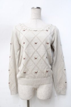 画像1: axes femme / バラ刺繍ニットトップス M ベージュ Y-25-09-25-072-AX-TO-SZ-ZY