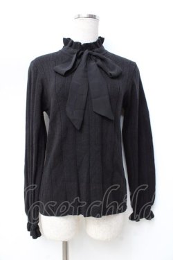 画像1: axes femme POETIQUE / シフォンボウタイ付ニットプルオーバー M 黒 Y-25-09-25-073-AX-TO-SZ-ZY