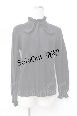 画像1: axes femme POETIQUE / シフォンボウタイ付ニットプルオーバー M 黒 Y-25-09-25-073-AX-TO-SZ-ZI