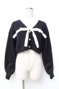 axes femme POETIQUE / リボンデザインショートカーディガン M 黒 Y-25-09-25-074-AX-TO-SZ-ZY