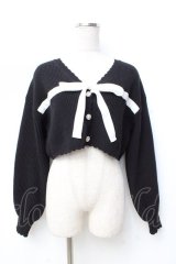 axes femme POETIQUE / リボンデザインショートカーディガン M 黒 Y-25-09-25-074-AX-TO-SZ-ZI
