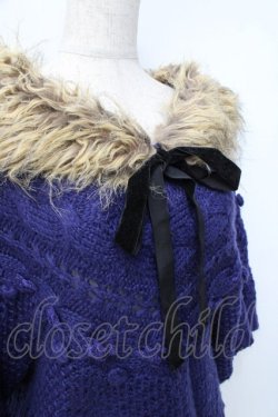 画像3: axes femme / ファーカラーニットトップス M 紺 Y-25-09-25-076-AX-TO-SZ-ZY