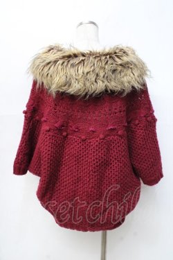 画像2: axes femme / ファーカラーニットトップス M 赤 Y-25-09-25-077-AX-TO-SZ-ZY