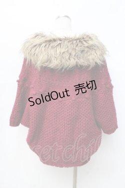 画像2: axes femme / ファーカラーニットトップス M 赤 Y-25-09-25-077-AX-TO-SZ-ZI