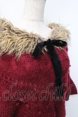画像3: axes femme / ファーカラーニットトップス M 赤 Y-25-09-25-077-AX-TO-SZ-ZY