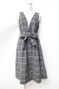 axes femme / シャギーチェックジャンスカ M グレー Y-25-09-25-081-AX-OP-SZ-ZY