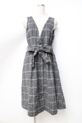 axes femme / シャギーチェックジャンスカ M グレー Y-25-09-25-081-AX-OP-SZ-ZI