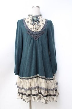 画像1: axes femme / ブロッキングチュニック M グリーン Y-25-09-25-087-AX-OP-SZ-ZY
