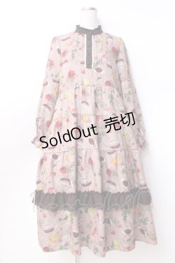 画像1: axes femme / フルーツティ柄ティアードワンピース  ブラウン Y-25-09-25-095-AX-OP-SZ-ZI