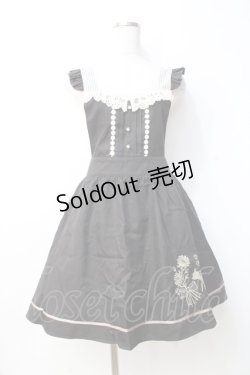 画像1: axes femme / バンビ刺繍ジャンパースカート  黒 Y-25-09-25-101-AX-OP-SZ-ZY