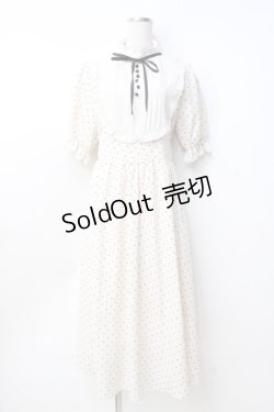 画像1: m petit by misako / 梨地水玉切り替えワンピース  生成り Y-25-09-25-110-LO-OP-SZ-ZT309