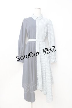 画像1: axes femme / バイカラー長袖ワンピ  紺 Y-25-09-25-113-AX-OP-SZ-ZI