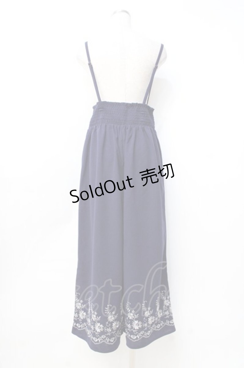 画像2: 【SALE】axes femme / 裾刺繍サス付ワイドパンツ  紺 Y-25-09-25-114-AX-PA-SZ-ZT014 (2)