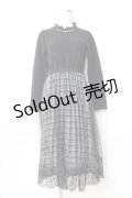axes femme / チェック切替ドッキングワンピース M 黒 Y-25-09-25-115-AX-OP-SZ-ZY