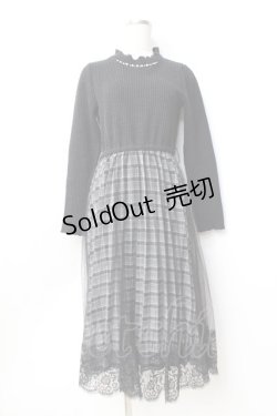 画像1: axes femme / チェック切替ドッキングワンピース M 黒 Y-25-09-25-115-AX-OP-SZ-ZY