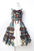 axes femme kawaii / アンティークローズ柄ジャンパースカート  グリーン Y-25-09-25-119-AX-OP-SZ-ZY
