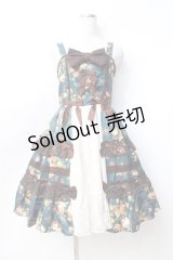 axes femme kawaii / アンティークローズ柄ジャンパースカート  グリーン Y-25-09-25-119-AX-OP-SZ-ZI