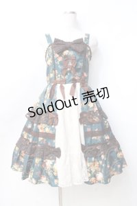 axes femme kawaii / アンティークローズ柄ジャンパースカート  グリーン Y-25-09-25-119-AX-OP-SZ-ZI