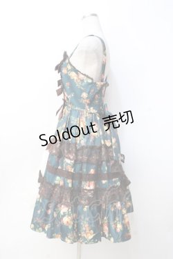 画像2: axes femme kawaii / アンティークローズ柄ジャンパースカート  グリーン Y-25-09-25-119-AX-OP-SZ-ZI