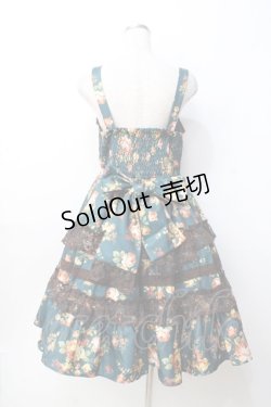 画像3: axes femme kawaii / アンティークローズ柄ジャンパースカート  グリーン Y-25-09-25-119-AX-OP-SZ-ZI