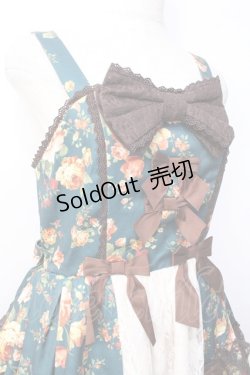 画像4: axes femme kawaii / アンティークローズ柄ジャンパースカート  グリーン Y-25-09-25-119-AX-OP-SZ-ZI