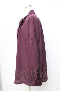 画像2: axes femme / 刺繍入りリボンロングブラウス  ワイン Y-25-09-25-015-AX-BL-SZ-ZY