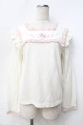 LIZ LISA / ローズ刺繍リブトップス 0 オフ×ピンク Y-25-09-25-122-LO-TO-SZ-ZI