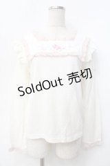 LIZ LISA / ローズ刺繍リブトップス 0 オフ×ピンク Y-25-09-25-122-LO-TO-SZ-ZI