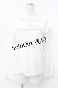 LIZ LISA / ローズ刺繍リブトップス 0 オフ×ピンク Y-25-09-25-122-LO-TO-SZ-ZI