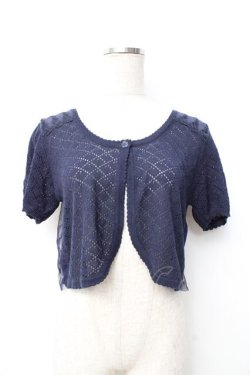 画像1: axes femme / ショート半袖カーディガン  紺 Y-25-09-25-020-AX-TO-SZ-ZY