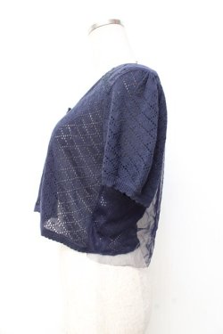 画像2: axes femme / ショート半袖カーディガン  紺 Y-25-09-25-020-AX-TO-SZ-ZY