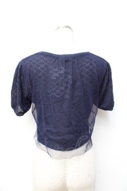 画像3: axes femme / ショート半袖カーディガン  紺 Y-25-09-25-020-AX-TO-SZ-ZY