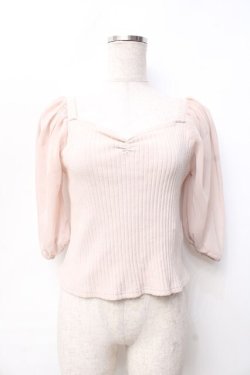 画像1: An MILLE / 袖チュールトップス  ピンク Y-25-09-25-021-EL-TO-SZ-ZY