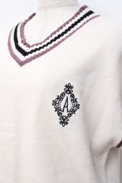 画像3: axes femme / 刺繍入カレッジ風ニットベスト  生成り Y-25-09-25-022-AX-TO-SZ-ZY