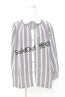 画像1: 【SALE】axes femme POETIQUE / ストライプブラウス  黒 Y-25-09-25-032-AX-BL-SZ-ZT157