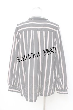 画像2: 【SALE】axes femme POETIQUE / ストライプブラウス  黒 Y-25-09-25-032-AX-BL-SZ-ZT157