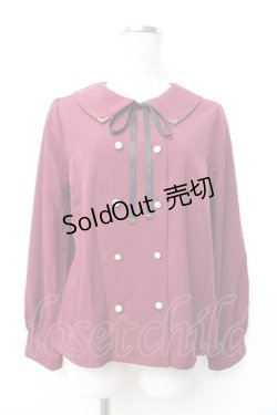 画像1: axes femme / リボン付ダブルボタンブラウス  ワイン Y-25-09-25-033-AX-BL-SZ-ZY