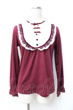 画像1: axes femme / 3つリボンブロッキングプルオーバー  ワイン Y-25-09-25-034-AX-TO-SZ-ZY