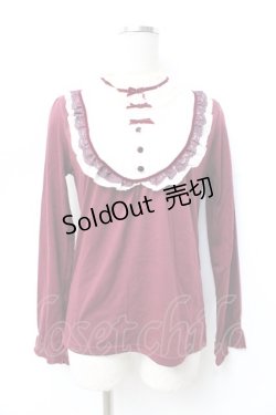 画像1: axes femme / 3つリボンブロッキングプルオーバー  ワイン Y-25-09-25-034-AX-TO-SZ-ZI